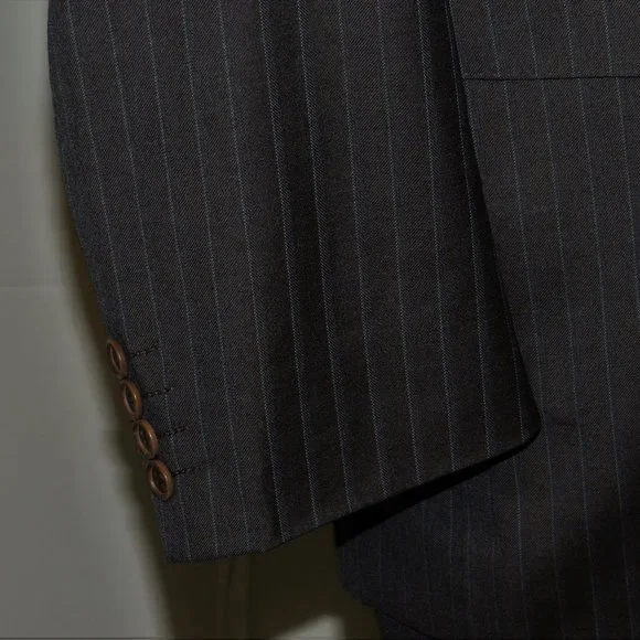Canali 13320 Drop 7 Gray Striped Two Button Suit 42L
